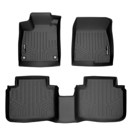 Smartliner SA0341-B0341 Custom Fit 2 Row Floor Mats Liner Set for 2018-2022 Honda Accord - All Models, Black SA0341/B0341